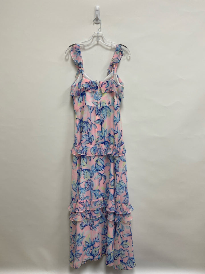 NWT LILLY PULITZER Size 6 Pink/White Blue/Green Floral Maxi Ladies Dress