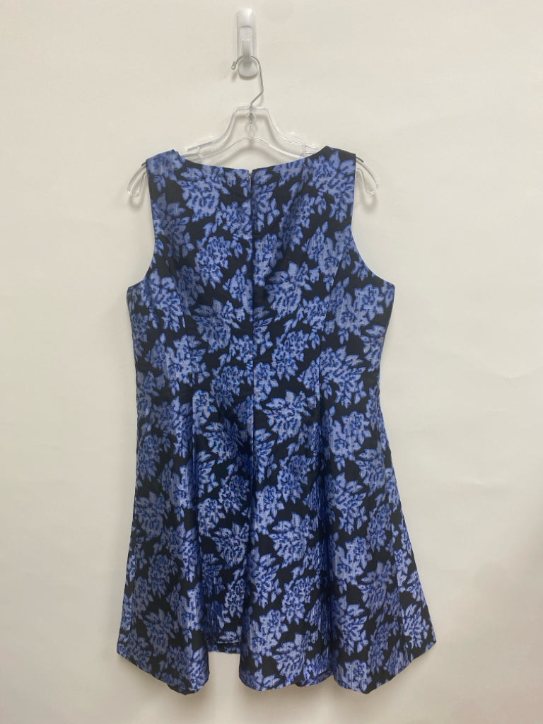 NWT Donna Karan Size 14 Black Blue Floral Sleeveless Ladies Dress
