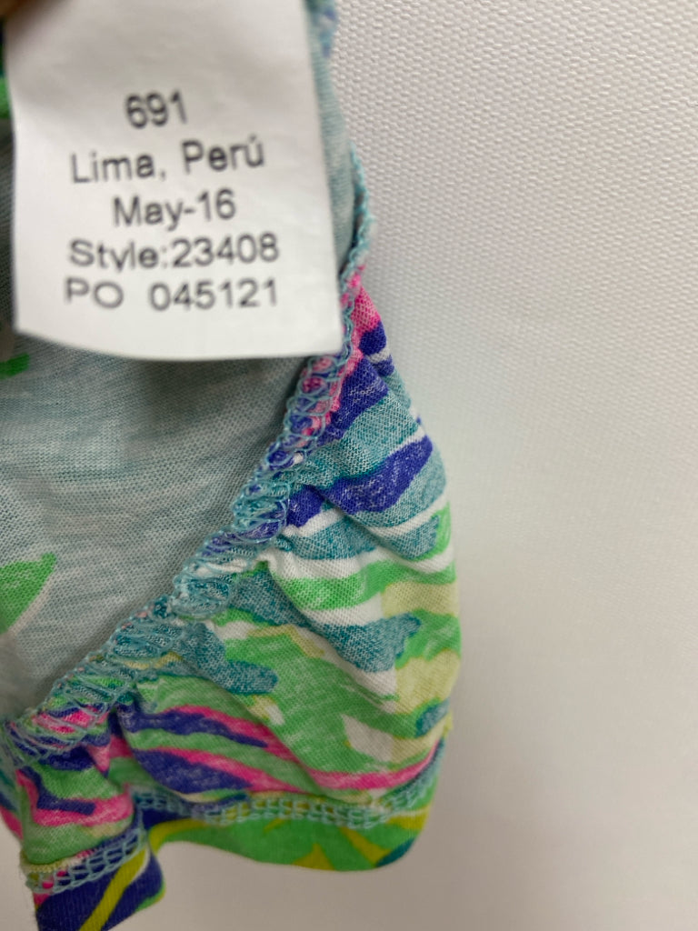 LILLY PULITZER SIZE 3/4 Hot Pink Green/Multi Leaves Sleeveless Girl&