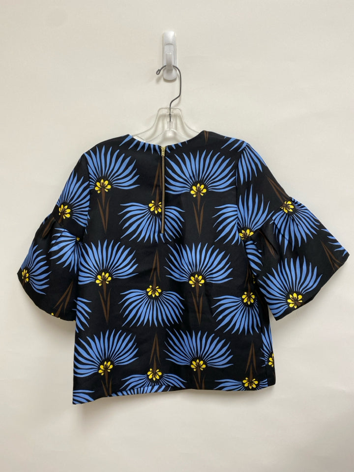 Size XS Black/Blue Yellow Flowers Ladies Top