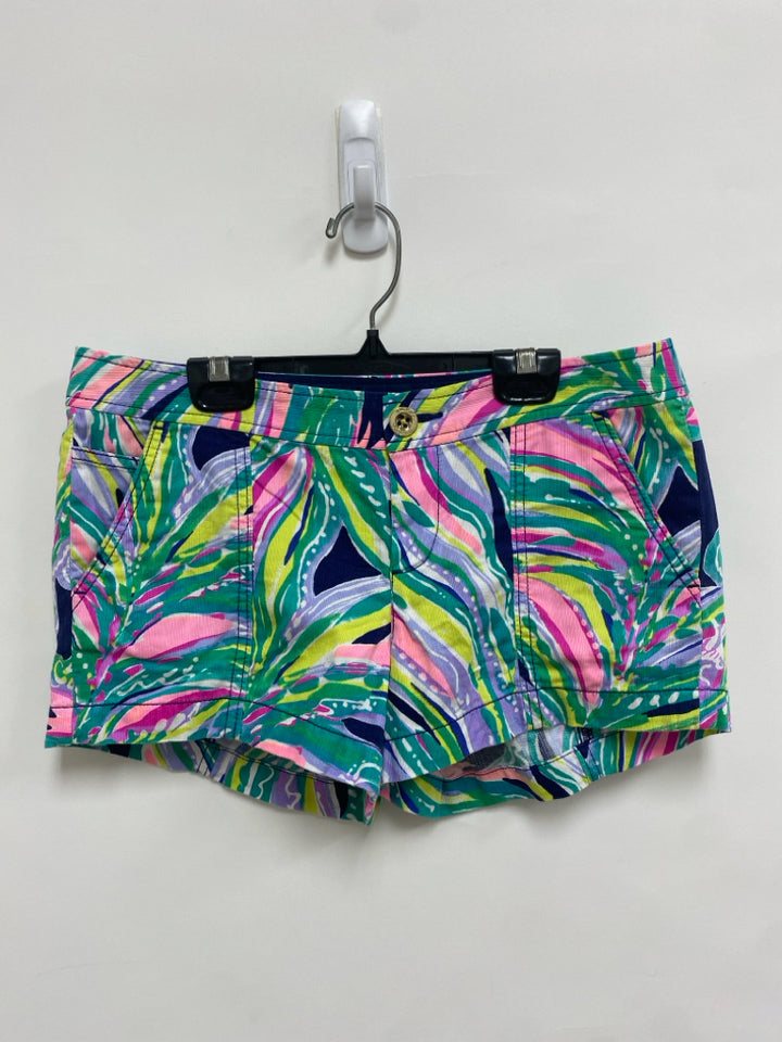 LILLY PULITZER Size 2 Teal Green Pink/Multi Abstract Ladies Shorts