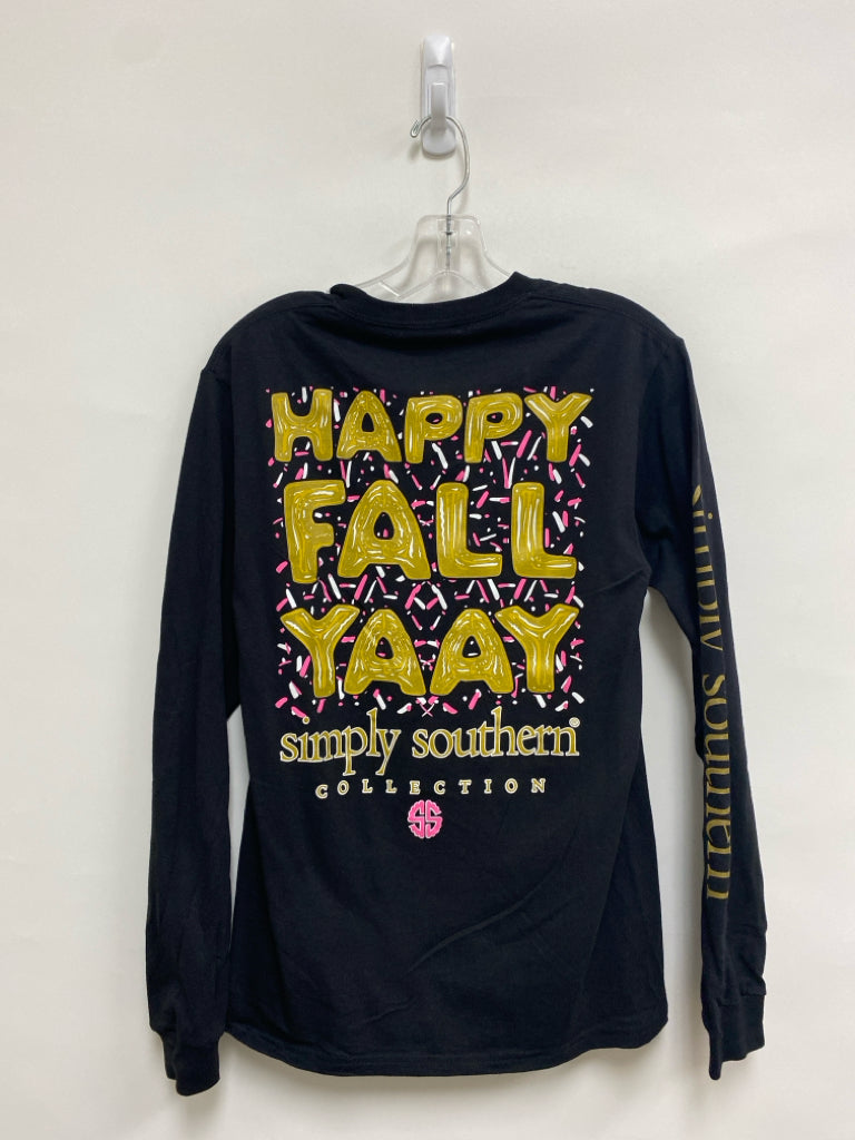 NWT Simply Southern Size S Black Gold/Pink Words Ladies Top