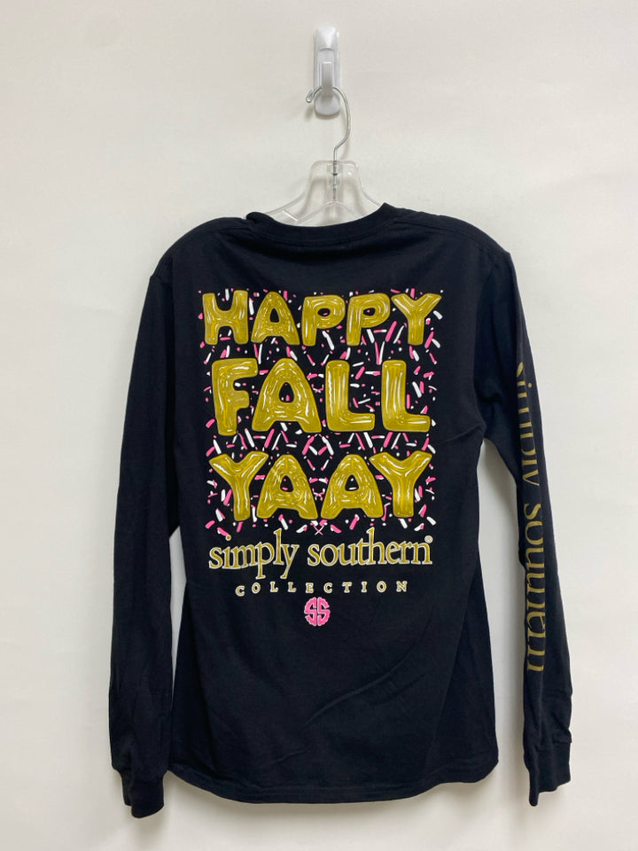 NWT Simply Southern Size S Black Gold/Pink Words Ladies Top