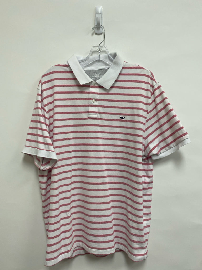 Vineyard Vines Size XL White/Red Striped Polo Men&