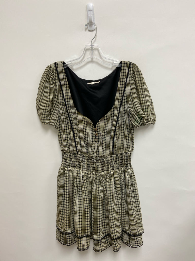 TULAROSA Size L Cream/Black Plaid V Neck Ladies Dress