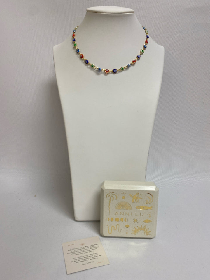 NEW/BOX Gold Color Blue/Green Necklace
