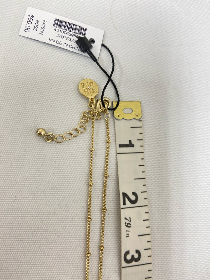 NWT Wht House/Blk Mkt Gold Color Clear Elephant Necklace