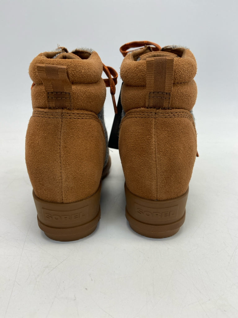 NWT Sorel US Shoe Size 8.5 Caramel Gray Lace-up Boots