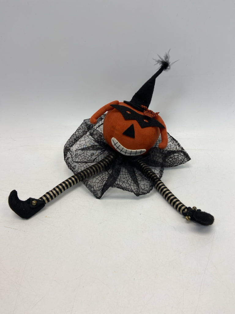 Burnt Orange Black Stuffed Fabric Halloween