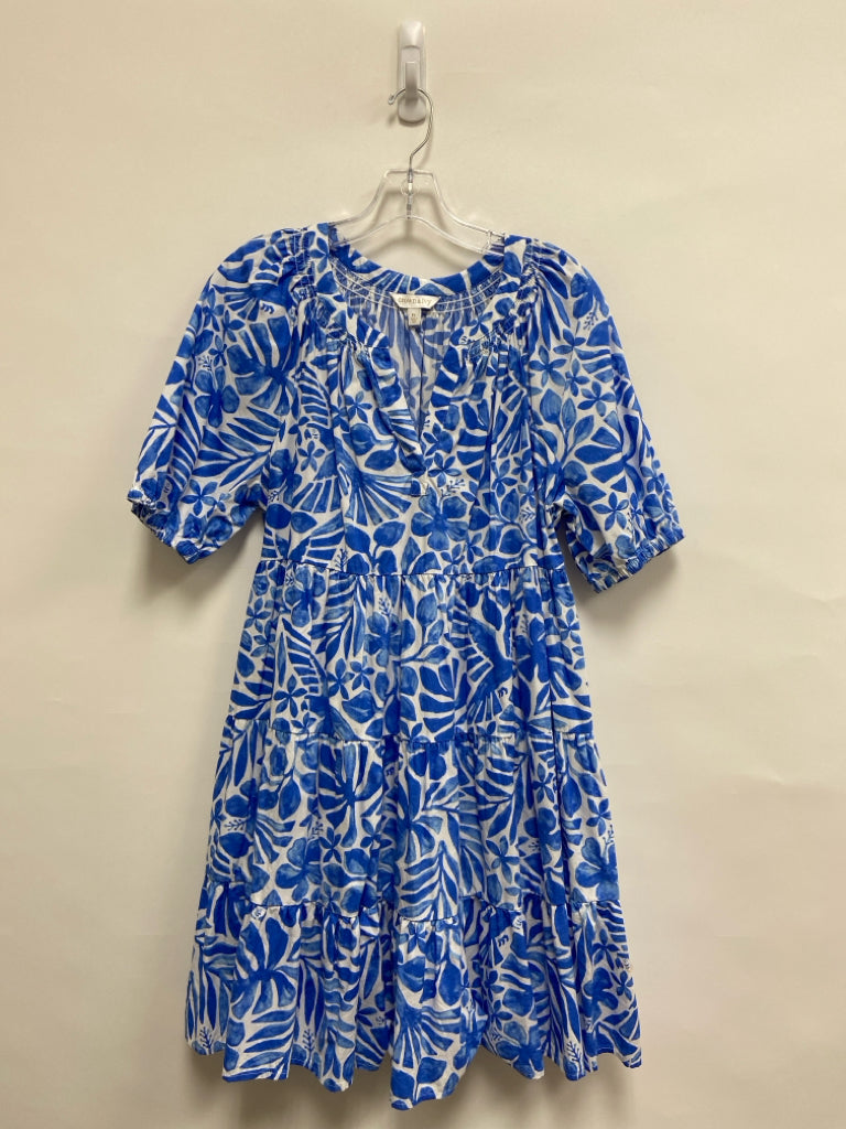 crown and ivy blue and white dress Crown & Ivy Size LP Blue White Floral Tiered Petite Dress etc. Consignment Shoppe Winston Salem