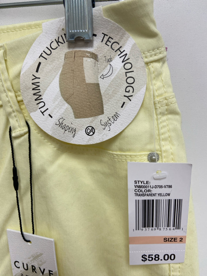 NWT Curve Appeal Size 2 Pale Yellow Ladies Jeans