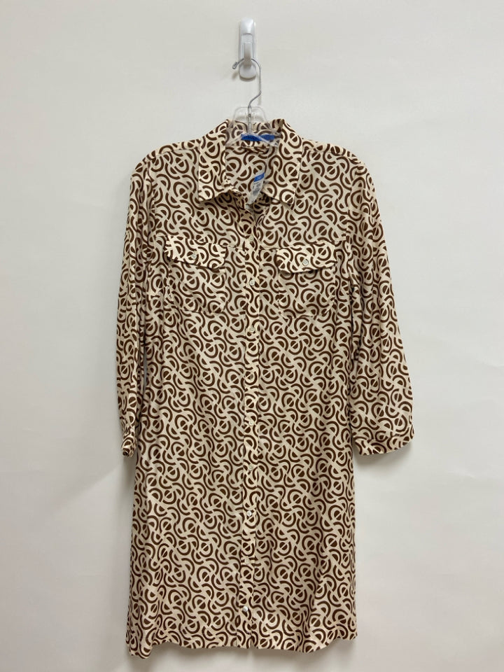 NWT J McLaughlin Size S Beige Brown Abstract Button Up Ladies Dress