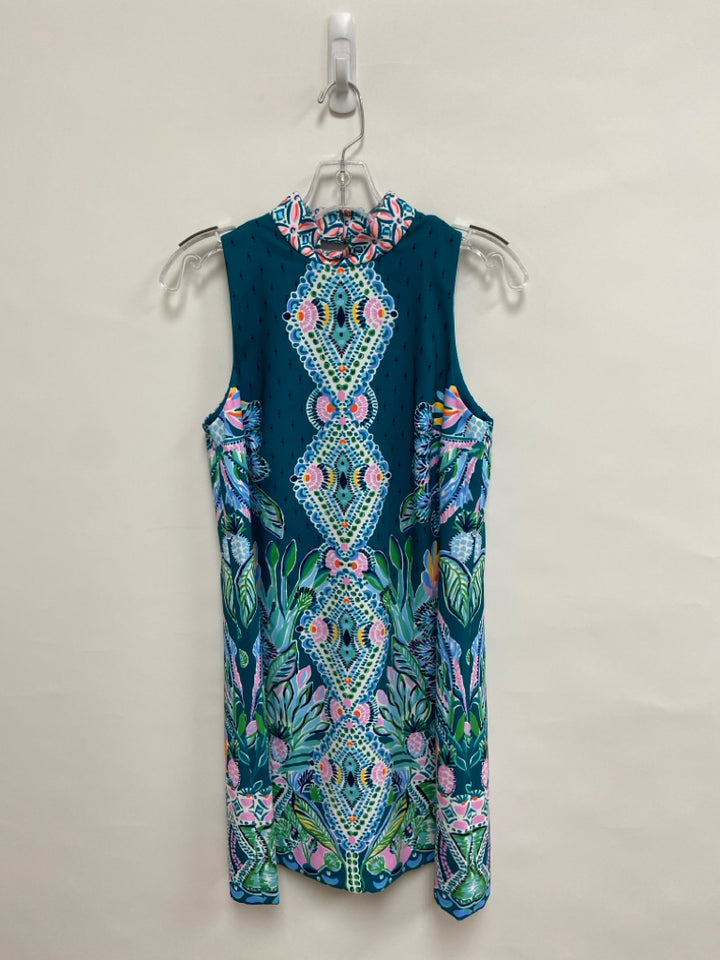 LILLY PULITZER Size 2 Dark Turquiose White/Multi Sleeveless Ladies Dress