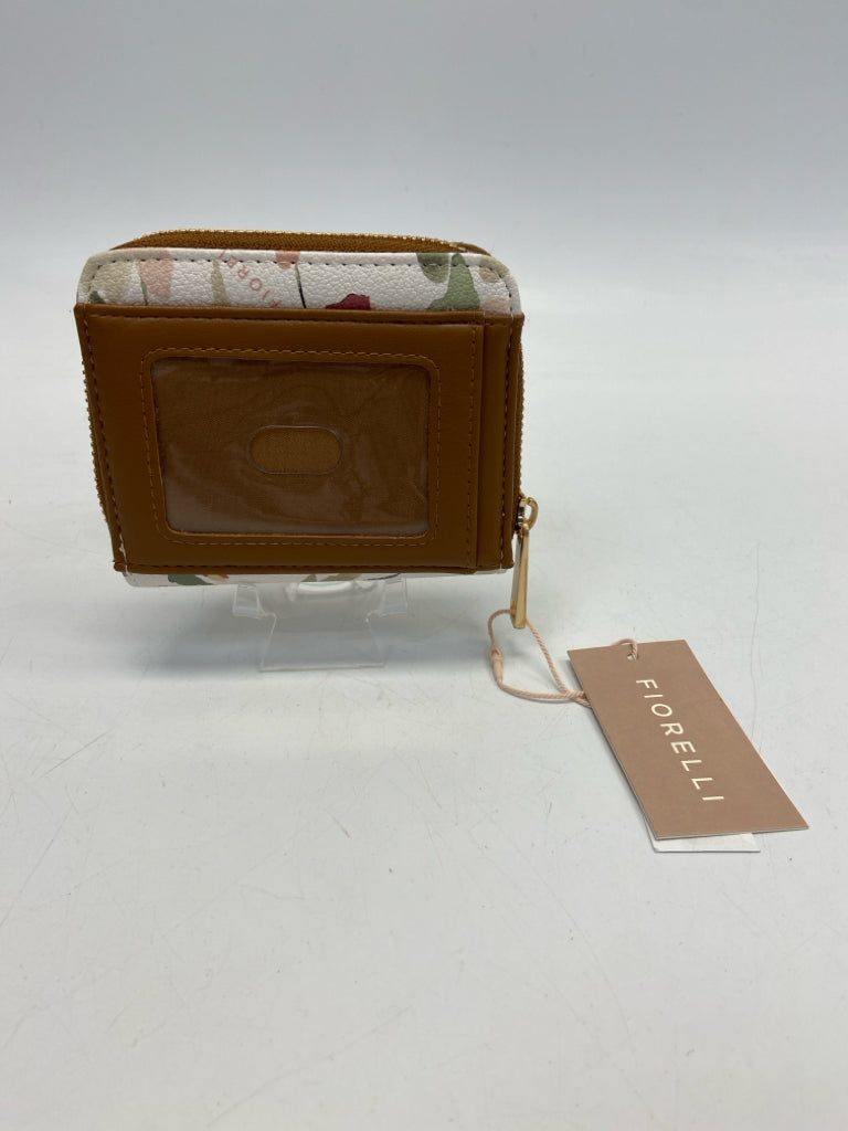 NWT White/Brown Multi-Color Flower(s) Wallet