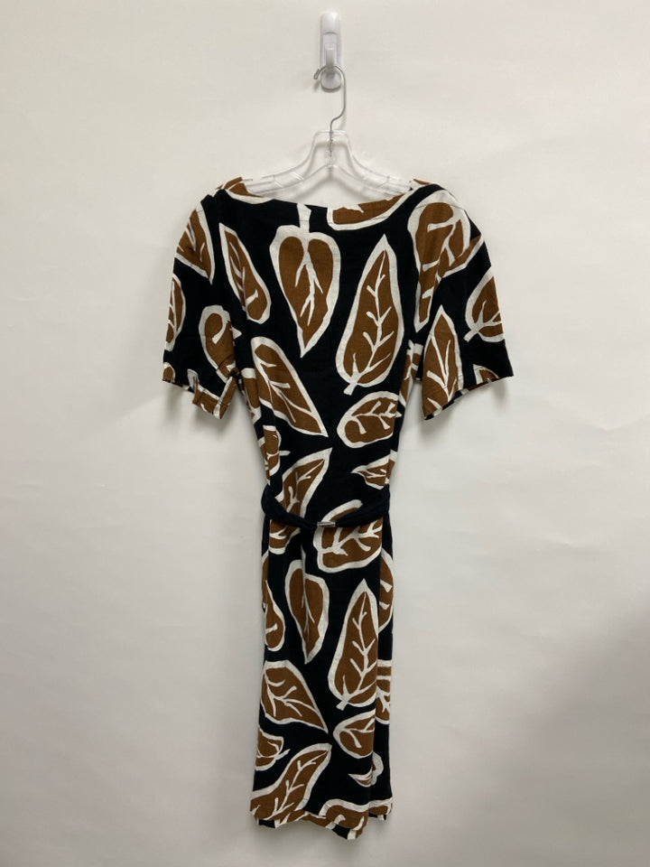WhoWhatWear  SIZE  XXL Black Brown/White Leaves Linen Blend Plus Size Dress