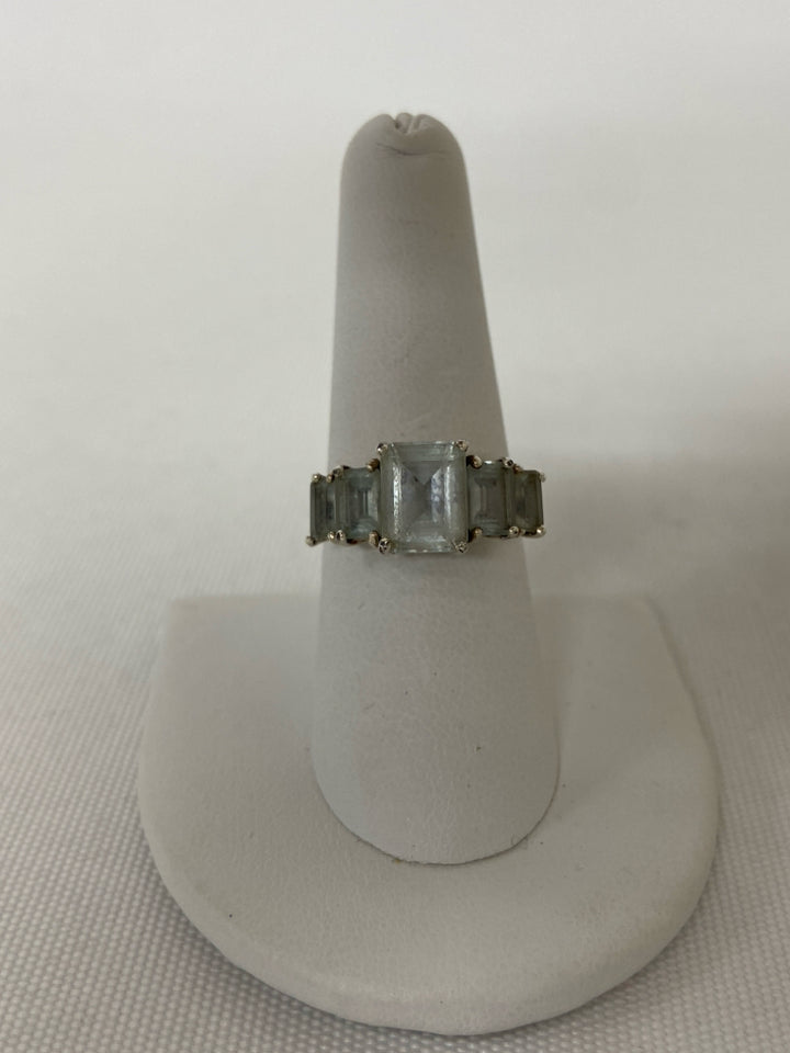 Pale Blue Silver Jeweled Ring