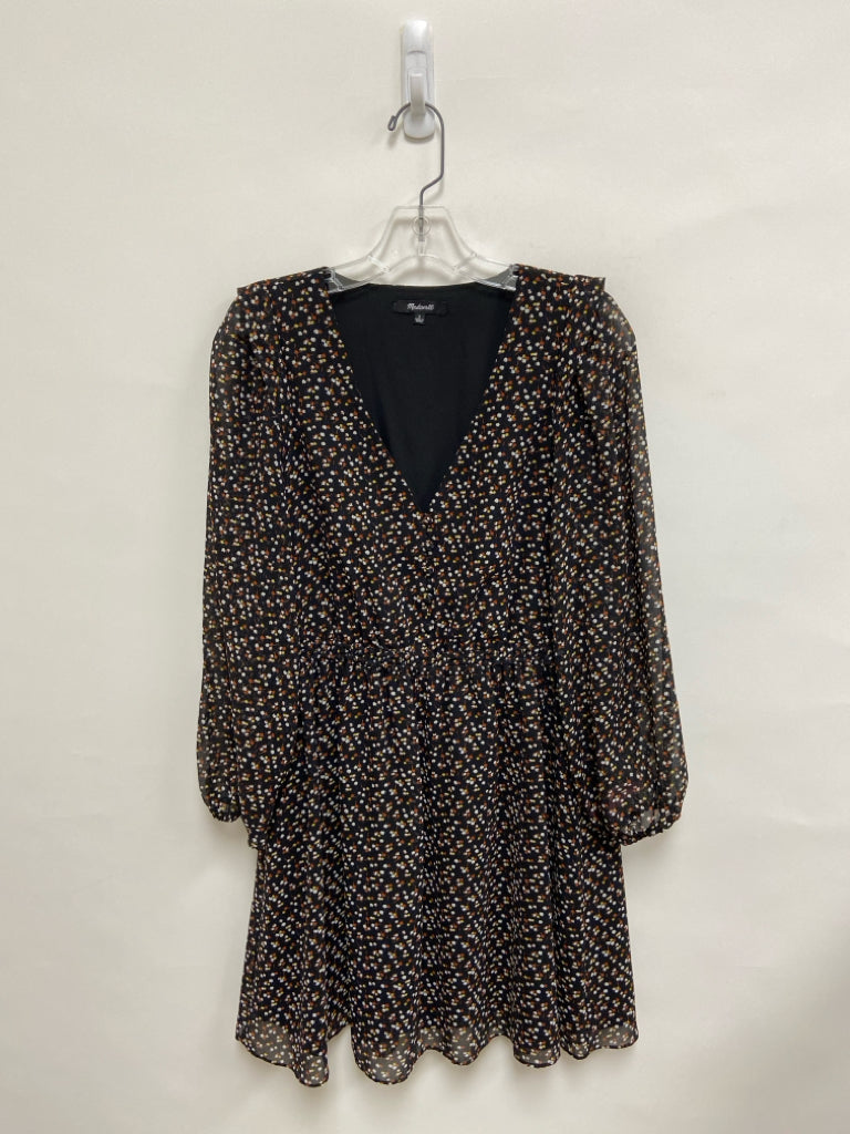 Madewell Size S Black White/Brown Flowers Puff Sleeve Ladies Dress