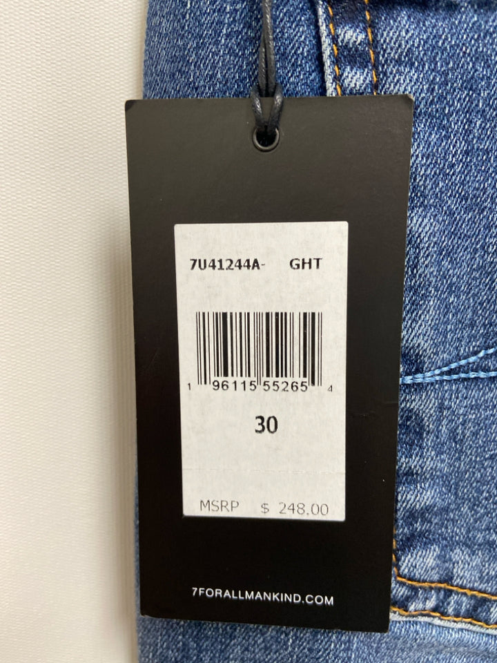 NWT 7/Mankind Size 30 Faded Blue Flared Ladies Jeans