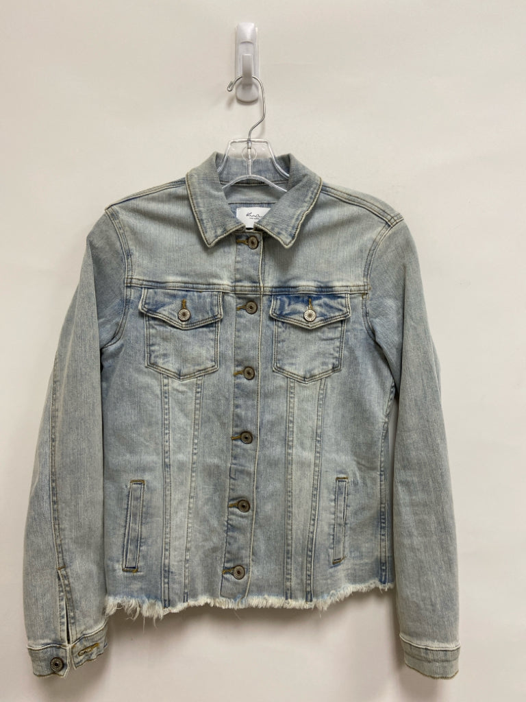 Kancan Size XS Faded Denim Button Up Fringe Ladies Jacket