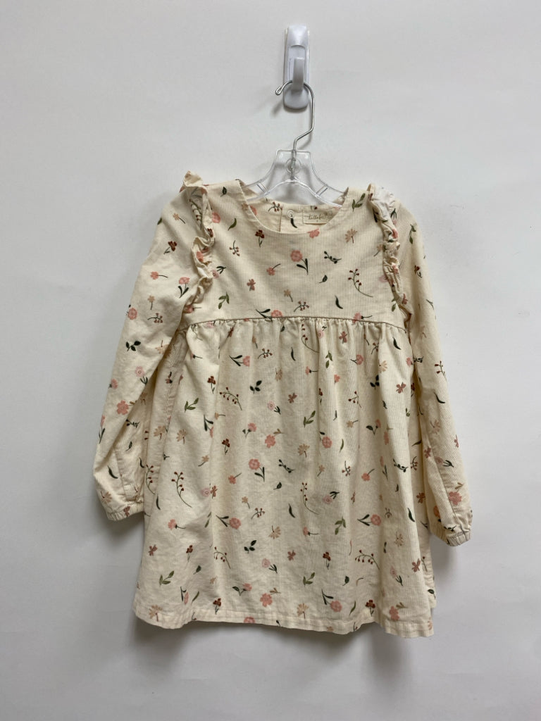 SIZE 5 Cream Pink/Green Flowers Long Sleeve Corduroy Girl&