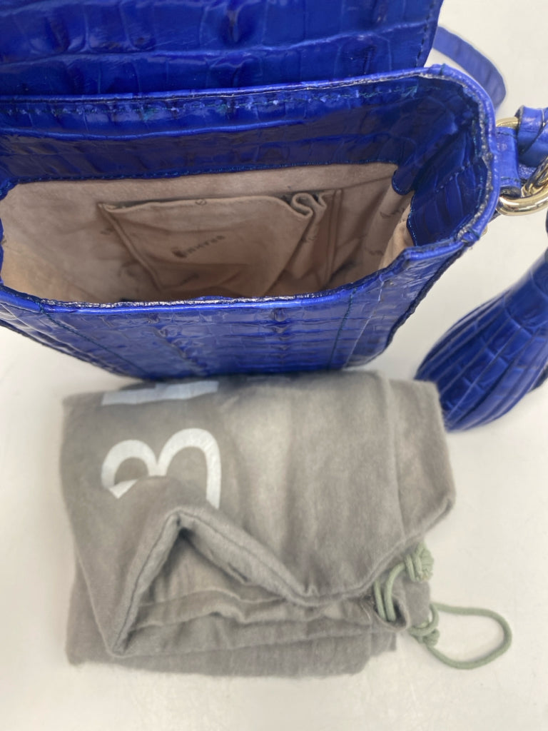 Brahmin Blue Embossed Leather Crossbody
