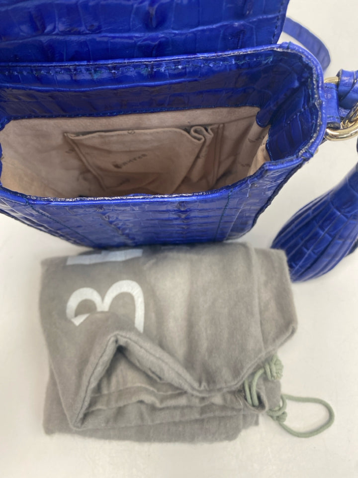 Brahmin Blue Embossed Leather Crossbody