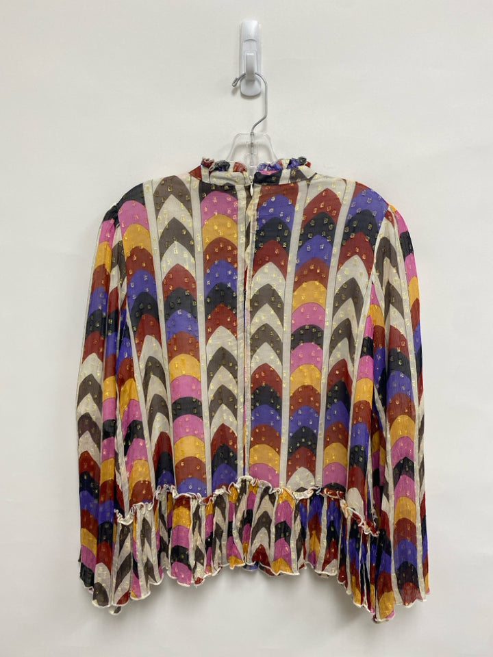 Oliphant Size M White Purple/Red Striped Ladies Top