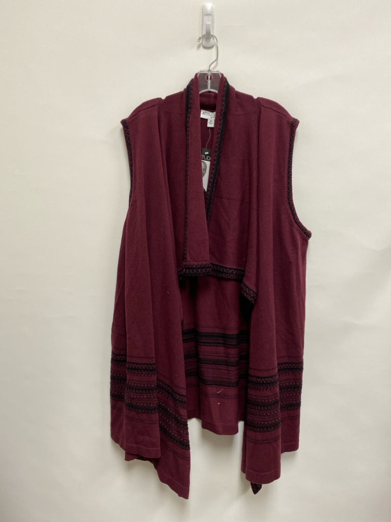 NWT Size 3X Maroon Black Trimmed Drape Plus Size Vest