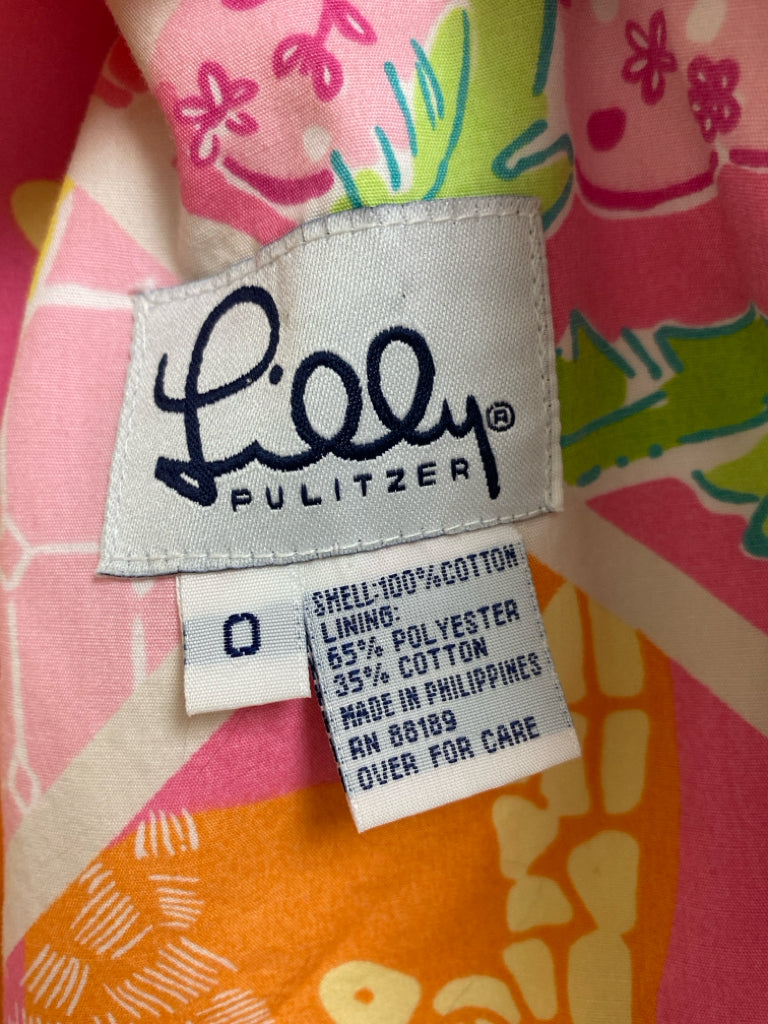 LILLY PULITZER Size 0 Pink Orange/Yellow Giraffe Wrap Ladies Skirt