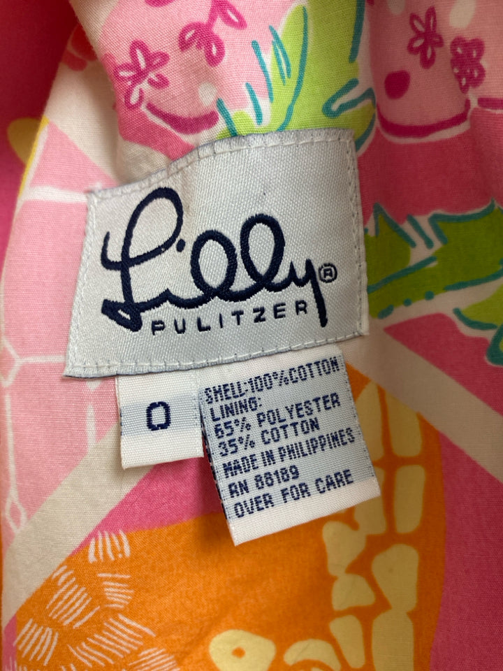 LILLY PULITZER Size 0 Pink Orange/Yellow Giraffe Wrap Ladies Skirt