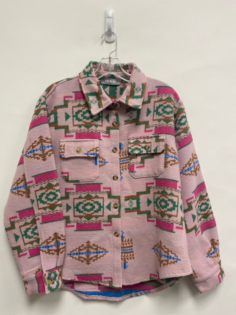 Size M Dusty Pink Green/Brown Southwestern Button Up Ladies Jacket