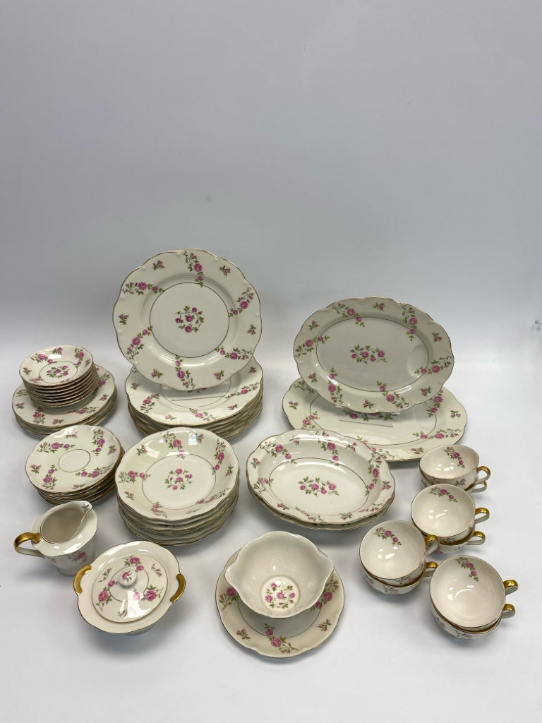 Cream Pink Roses China Dishes