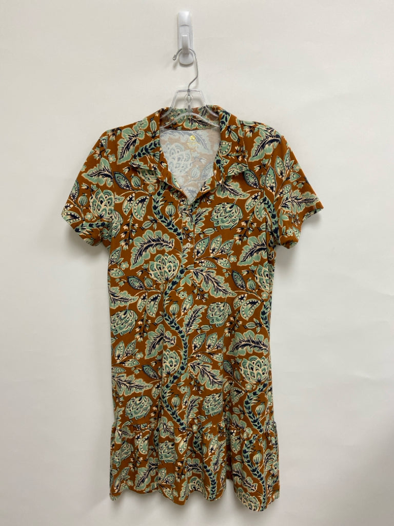Spartina Size M Brown Green/Navy Floral Ladies Dress