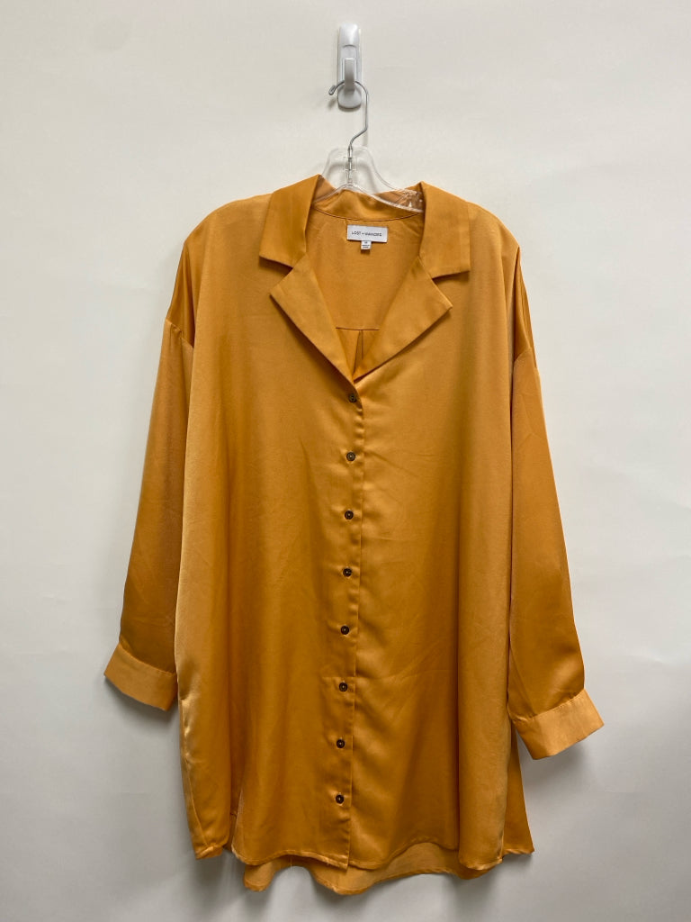 Lost + Wander Size M Orange Button Up Ladies Dress