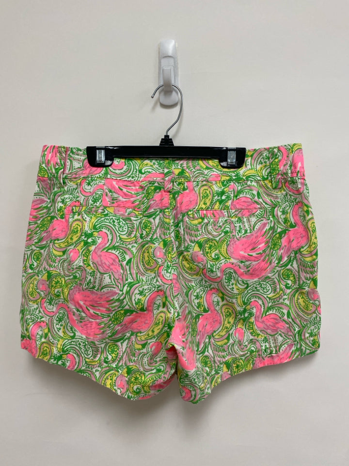 LILLY PULITZER Size 8 White/Green Pink/Yellow Flamingo Ladies Shorts