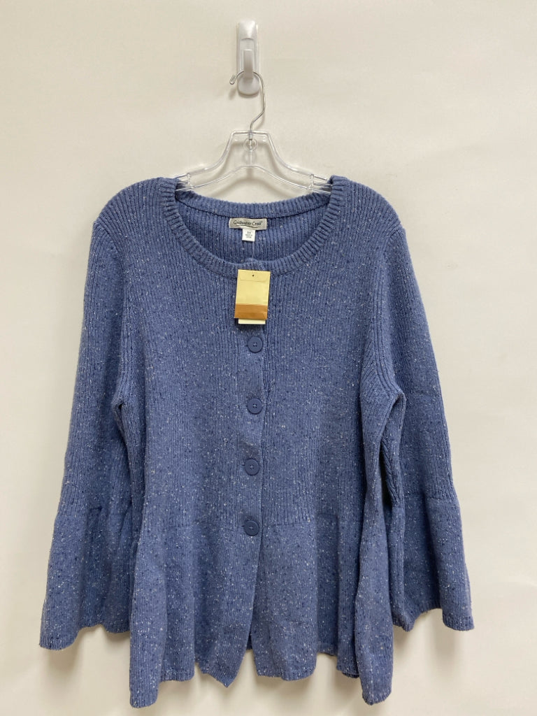 NWT Coldwater Creek Size 3X Blue White Speckles Cardigan Plus Size Sweater