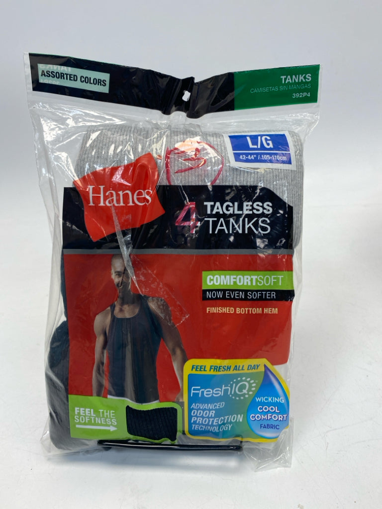 NEW/PKG Hanes Size L Black Gray Men&