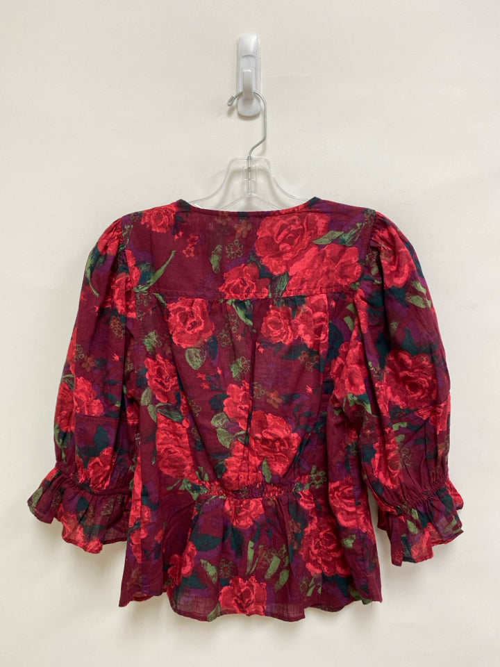 NWT Free People Size M Burgundy Purple/Green Floral Ladies Top