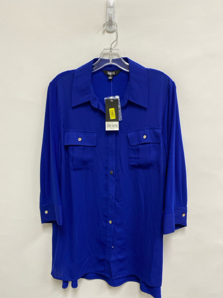 NWT investments Size 1X Royal Blue Button Up Plus Size Top
