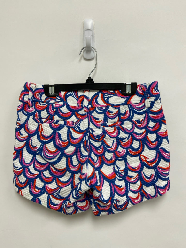LILLY PULITZER Size 0 White/Navy Red/Orange Texture Ladies Shorts
