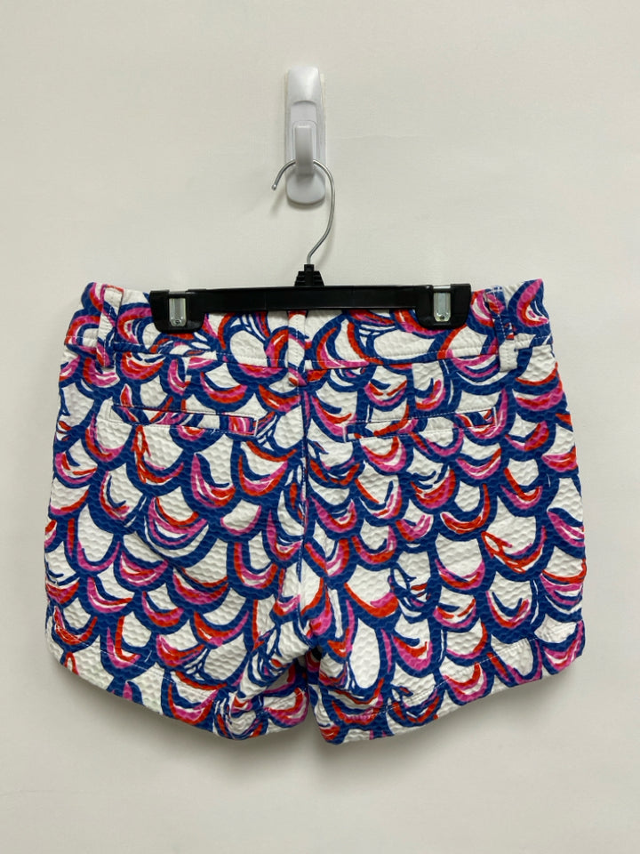 LILLY PULITZER Size 0 White/Navy Red/Orange Texture Ladies Shorts