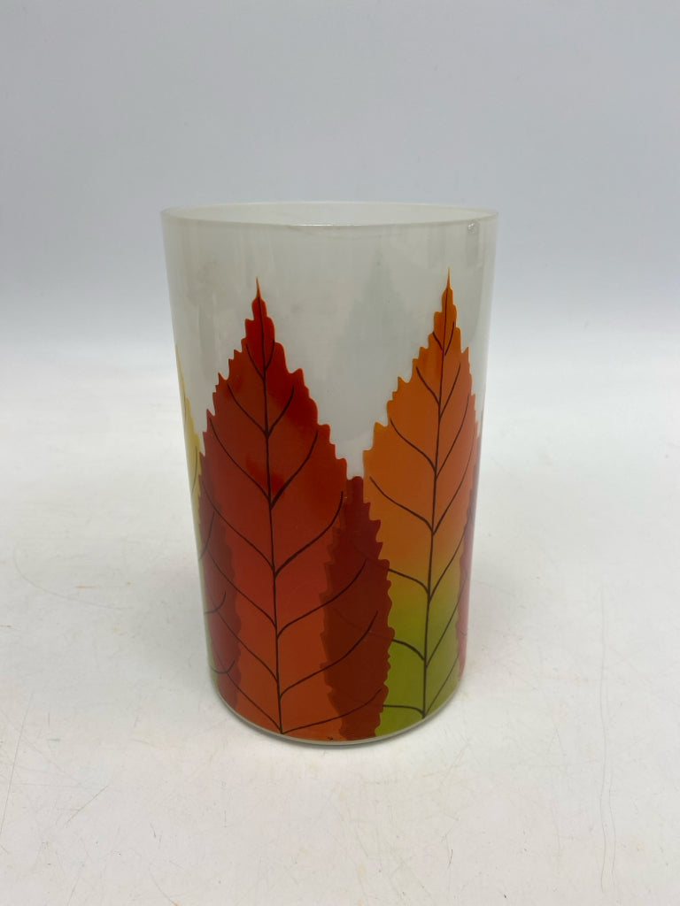 Yankee Candle Frosted Brown/Multi Leaves Glass Candleholder(s)