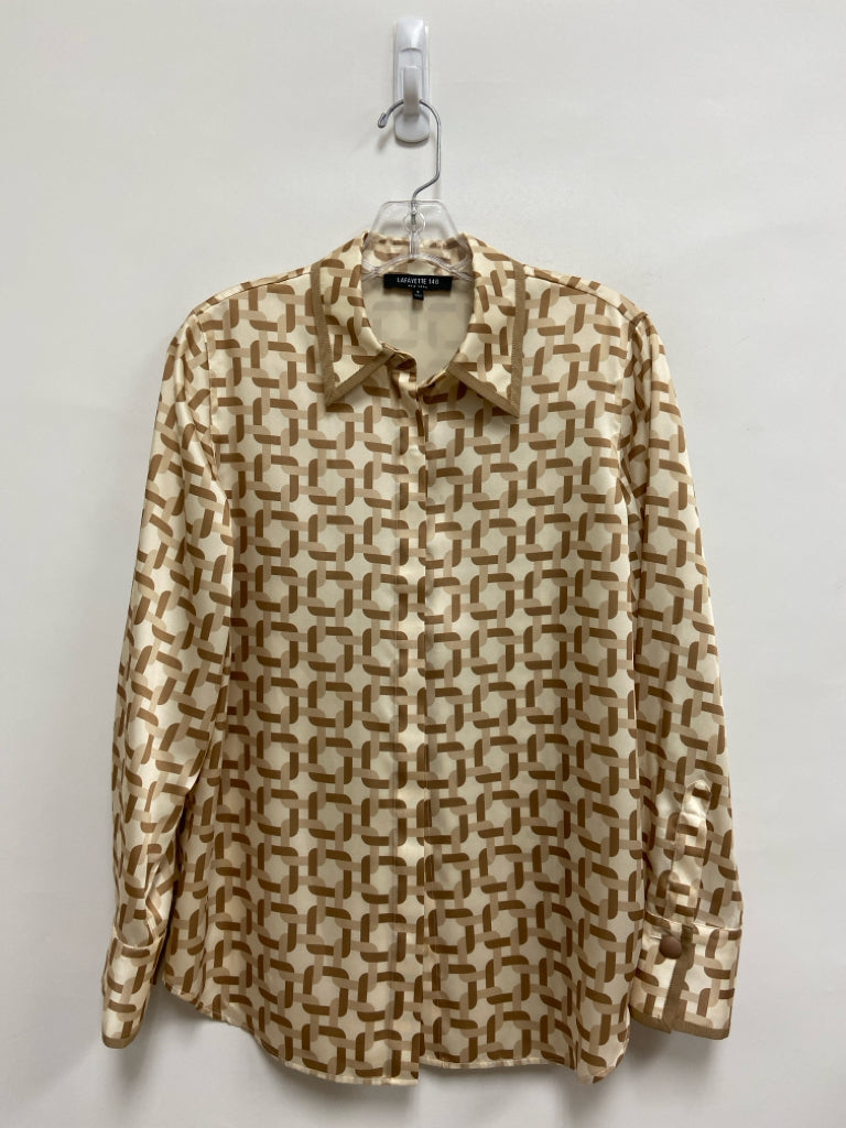 LAFAYETTE 148 Size S Beige Tan Chainlink Print Ladies Top