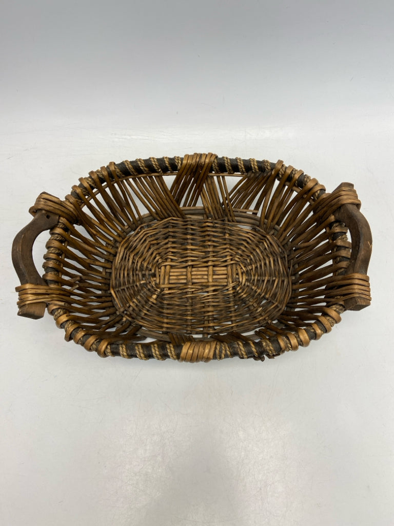 Brown Basketweave Wood Basket