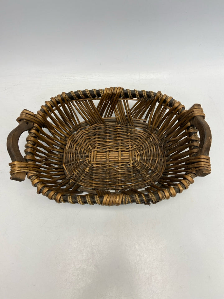 Brown Basketweave Wood Basket