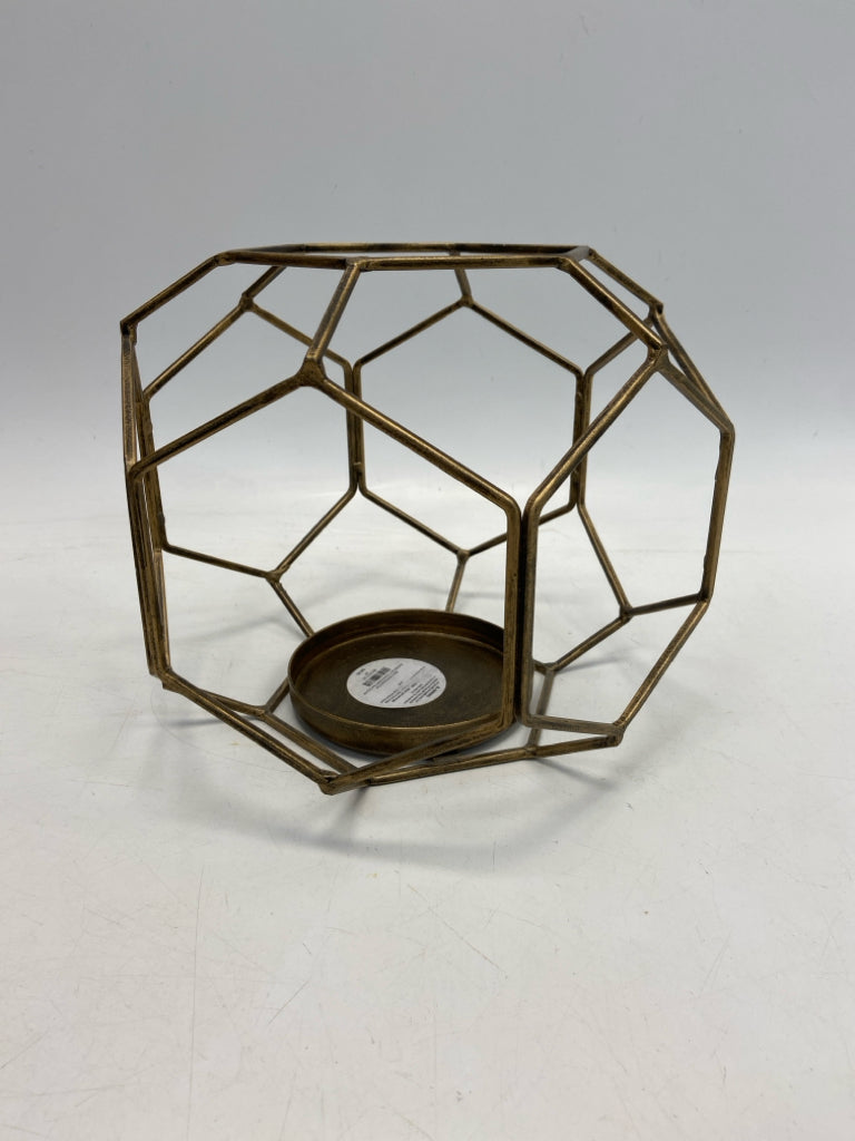 Pier 1 Gold Geometric Metal Candleholder(s)