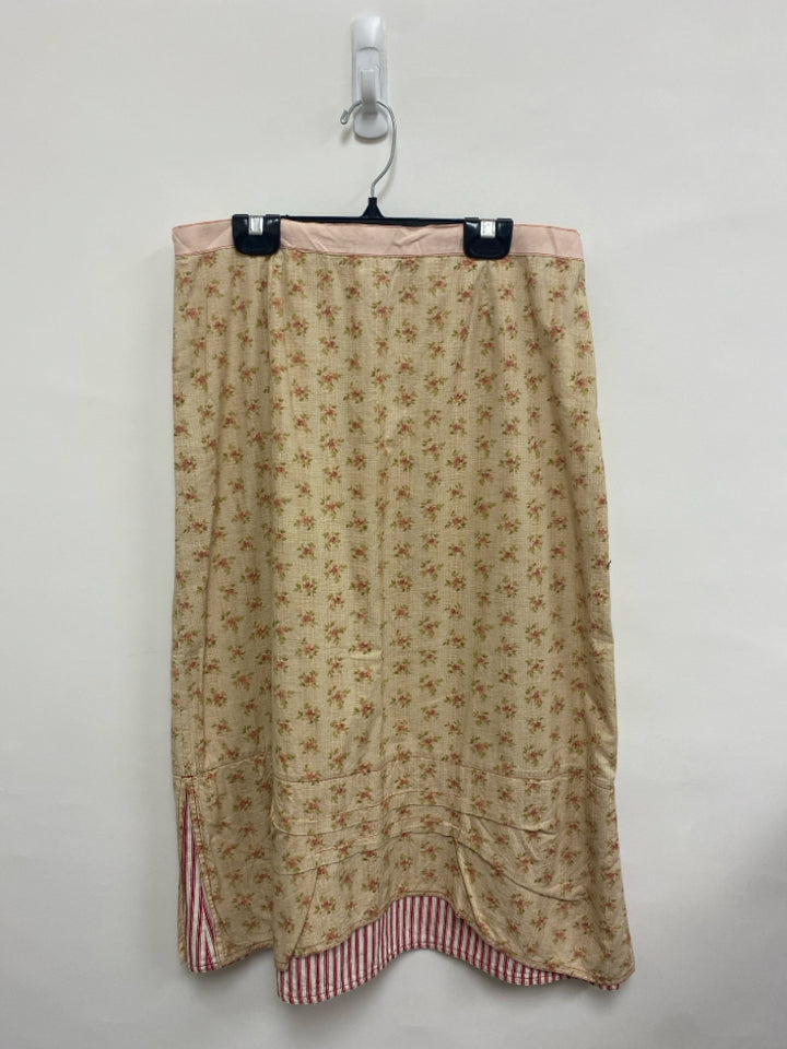 Size M Dusty Pink Green Floral Cotton Ladies Skirt