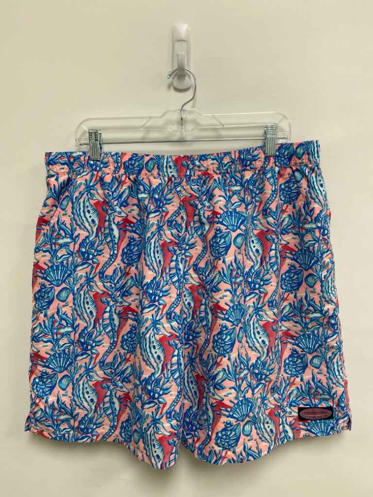 Vineyard Vines Size XL Pink Blue/White Seahorse Men&