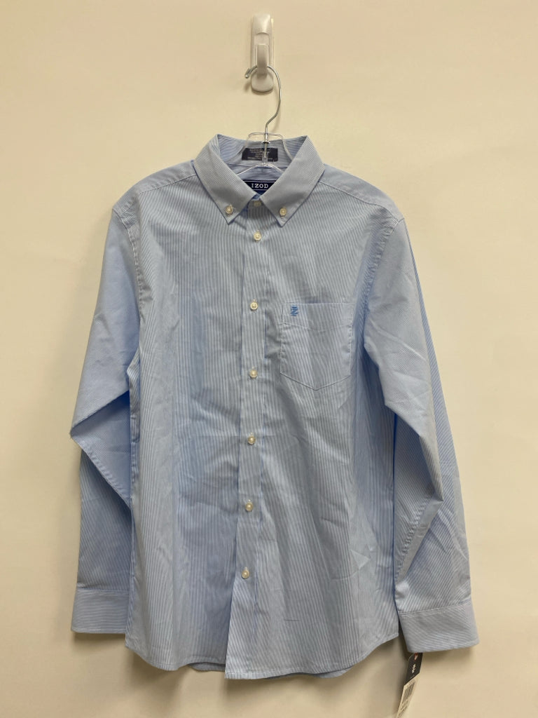 NWT Izod SIZE 14/16 White/Blue Stripes Button Up Boy&