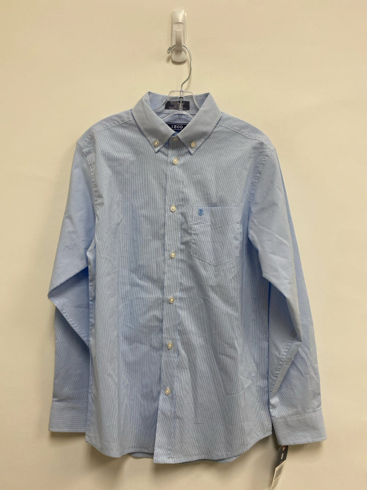NWT Izod SIZE 14/16 White/Blue Stripes Button Up Boy&